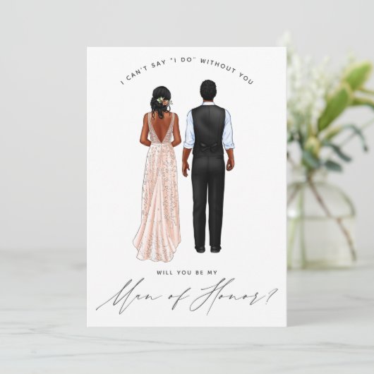 Ben je mijn Man van eer? Meisjes in Gowns Invita Kaart (Staand voorkant)