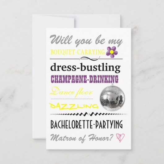 "Ben je mijn Matron of Honor?" Kaart (Voorkant)