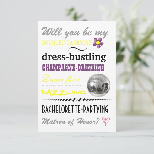 "Ben je mijn Matron of Honor?" Kaart (Staand voorkant)