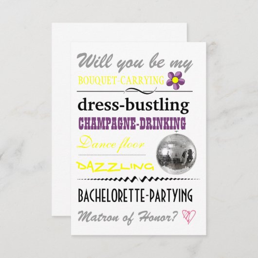 "Ben je mijn Matron of Honor?" Kaart (Voorkant / Achterkant)