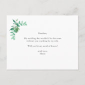 "Ben je mijn matron van eer?" voorstelkaart Aankondigingskaart (Achterkant)