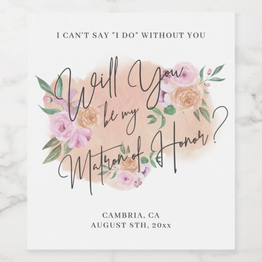 Ben je mijn matron van eer? Wijnlabel Wijn Etiket (Enkel label)