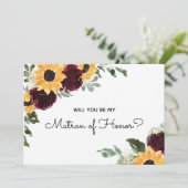 Ben je mijn matron van Honor Sunflower? Kaart (Staand voorkant)