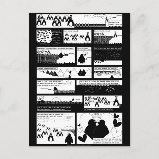 Ben je mijn pinguïn? Zwart BG Briefkaart (Voorkant)