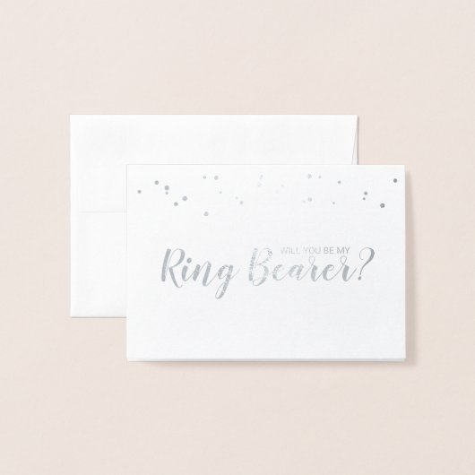 Ben je mijn Ring Bearer? Confetti Silver Folie Kaarten (Voorkant met envelop)