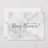 Ben je mijn Ring Bearer? Elegant Marble Script Kaart (Voorkant)