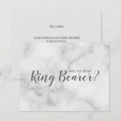 Ben je mijn Ring Bearer? Elegant Marble Script Kaart (Voorkant / Achterkant)