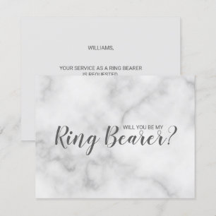 Ben je mijn Ring Bearer? Elegant Marble Script Kaart