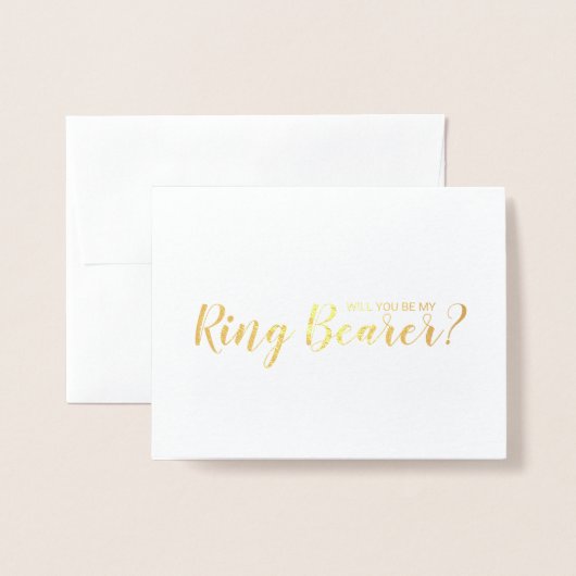 Ben je mijn Ring Bearer? Modern Script Gold Folie Kaarten (Voorkant met envelop)
