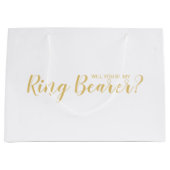 Ben je mijn Ring Bearer? Modern Script Gold Groot Cadeauzakje (Voorkant)