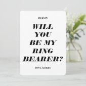 Ben je mijn Ring Bearer? Moderne tekstuitnodiging Kaart (Staand voorkant)