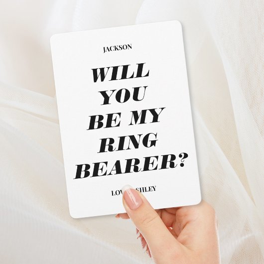 Ben je mijn Ring Bearer? Moderne tekstuitnodiging Kaart
