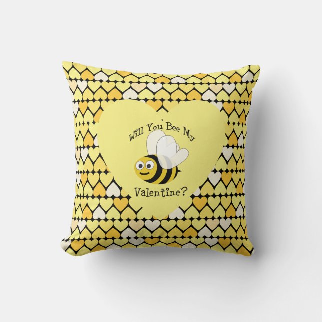 Ben je mijn Valentijn? Gele harten Kussen (Voorkant)