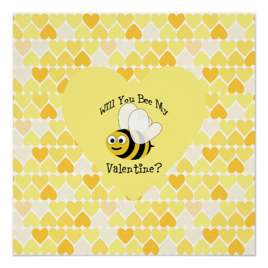 Ben je mijn Valentijn? Gele harten Poster (Voorkant)