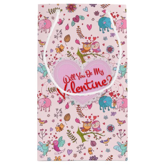 Ben je mijn Valentijn? Kute Animals in Love Klein Cadeauzakje (Achterkant)