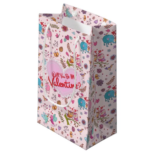 Ben je mijn Valentijn? Kute Animals in Love Klein Cadeauzakje (Voorkant Gekanteld)