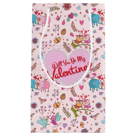 Ben je mijn Valentijn? Kute Animals in Love Klein Cadeauzakje (Voorkant)