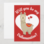 "Ben je mijn Vallamantine?" Llama Valentijns Feestdagenkaart (Voorkant / Achterkant)