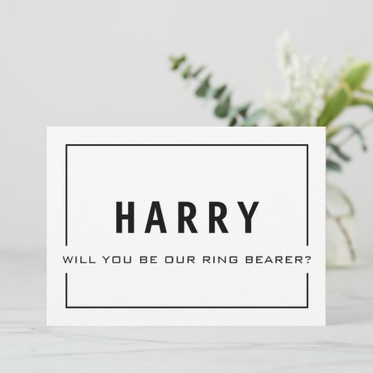 Ben je onze Ring Bearer? Groomsman Card Kaart (Staand voorkant)