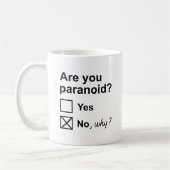 Ben je paranoïde? koffiemok (Links)
