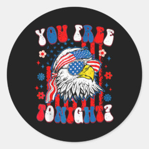 Ben je vrij vanavond, 4 juli, Amerikaans Bald Eag Ronde Sticker