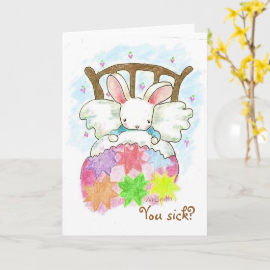 Ben je ziek? Goed Bunny Kaart (Gele Bloem)