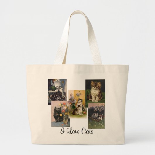 Ben jij de Crazy Cat Lady? Victoriaans Kittens Grote Tote Bag (Voorkant)