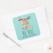 Ben jij de wereld zal de grappige Gezegde klimmen Vierkante Sticker (Envelop)