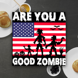 Ben jij een goed Zombie USA Flag Spooky Halloween? Kartonnen Onderzetters