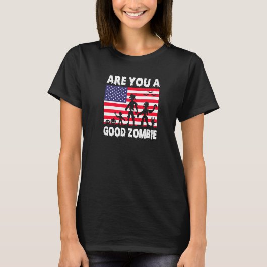 Ben jij een goed Zombie USA Flag Spooky Halloween  T-shirt (Voorkant)