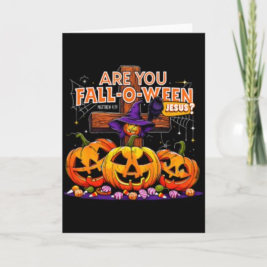 Ben jij Fall-o-ween Jezus Grappige Pompoen _2  Kaart (Voorkant)