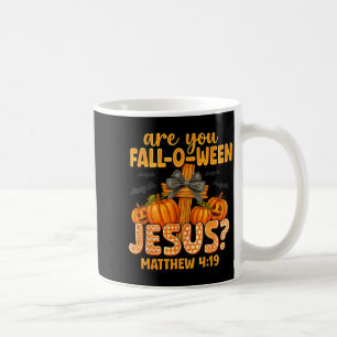 Ben jij Fall-o-ween Jezus Mattheüs 4_19 Halloween  Koffiemok