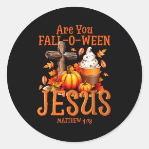 Ben jij Fall-o-ween Jezus Mattheüs 4 19 Halloween Ronde Sticker