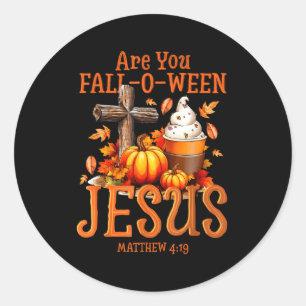 Ben jij Fall-o-ween Jezus Mattheüs 4 19 Halloween Ronde Sticker