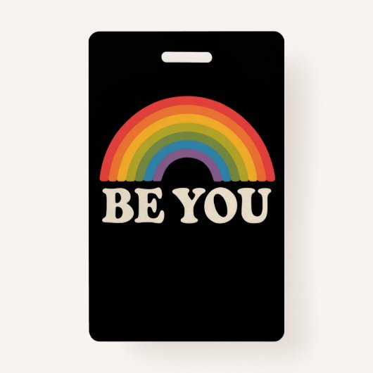 Ben jij Gay Lesbian Pride LGBTQ Ally Rainbow Retro Badge (Voorkant)