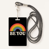 Ben jij Gay Lesbian Pride LGBTQ Ally Rainbow Retro Badge (Voorkant met draagriem)