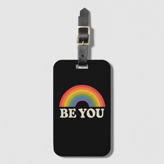Ben jij Gay Lesbian Pride LGBTQ Ally Rainbow Retro Bagagelabel (Voorkant (verticaal))