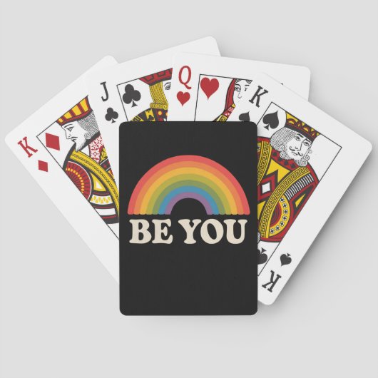 Ben jij Gay Lesbian Pride LGBTQ Ally Rainbow Retro Pokerkaarten (Achterkant)