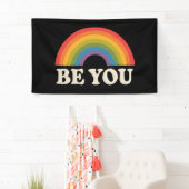 Ben jij Gay Lesbian Pride LGBTQ Ally Rainbow Retro Spandoek (Insitu)