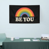Ben jij Gay Lesbian Pride LGBTQ Ally Rainbow Retro Spandoek (Beurs)