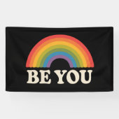 Ben jij Gay Lesbian Pride LGBTQ Ally Rainbow Retro Spandoek (Horizontaal)