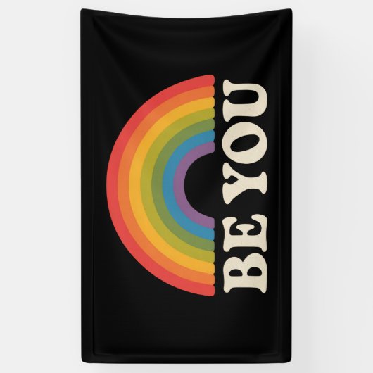 Ben jij Gay Lesbian Pride LGBTQ Ally Rainbow Retro Spandoek (Verticaal)