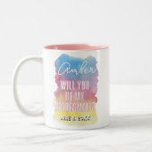 Ben jij mijn bruidsmeisje aquarel mok? tweekleurige koffiemok (Links)