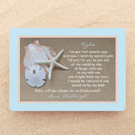 Ben jij mijn bruidsmeisje Beach Blue Burlap look? Kaart
