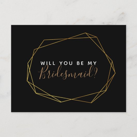 Ben jij mijn bruidsmeisje briefkaart geometrisch z (Voorkant)