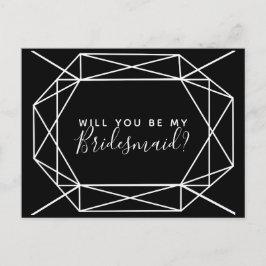 Ben jij mijn bruidsmeisje briefkaart geometrisch z