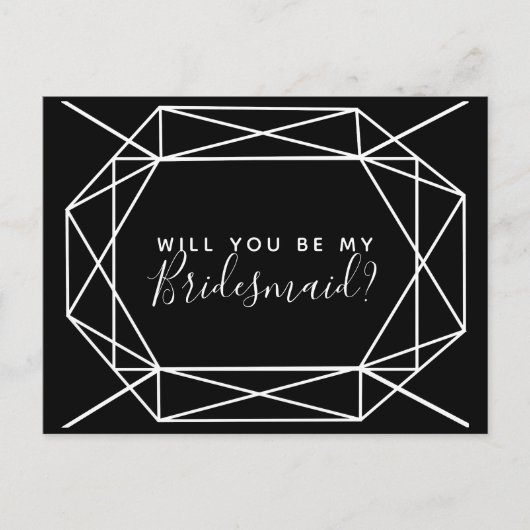 Ben jij mijn bruidsmeisje briefkaart geometrisch z (Voorkant)