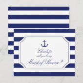 Ben jij mijn bruidsmeisje nautische anker blauw? kaart (Voorkant / Achterkant)