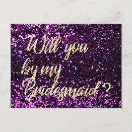 Ben jij mijn bruidsmeisje Violet Plum Gold Script? Uitnodiging Briefkaart