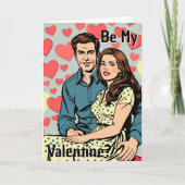 Ben jij mijn Valentijn? Schattig retro pop art ste Kaart (Voorkant)